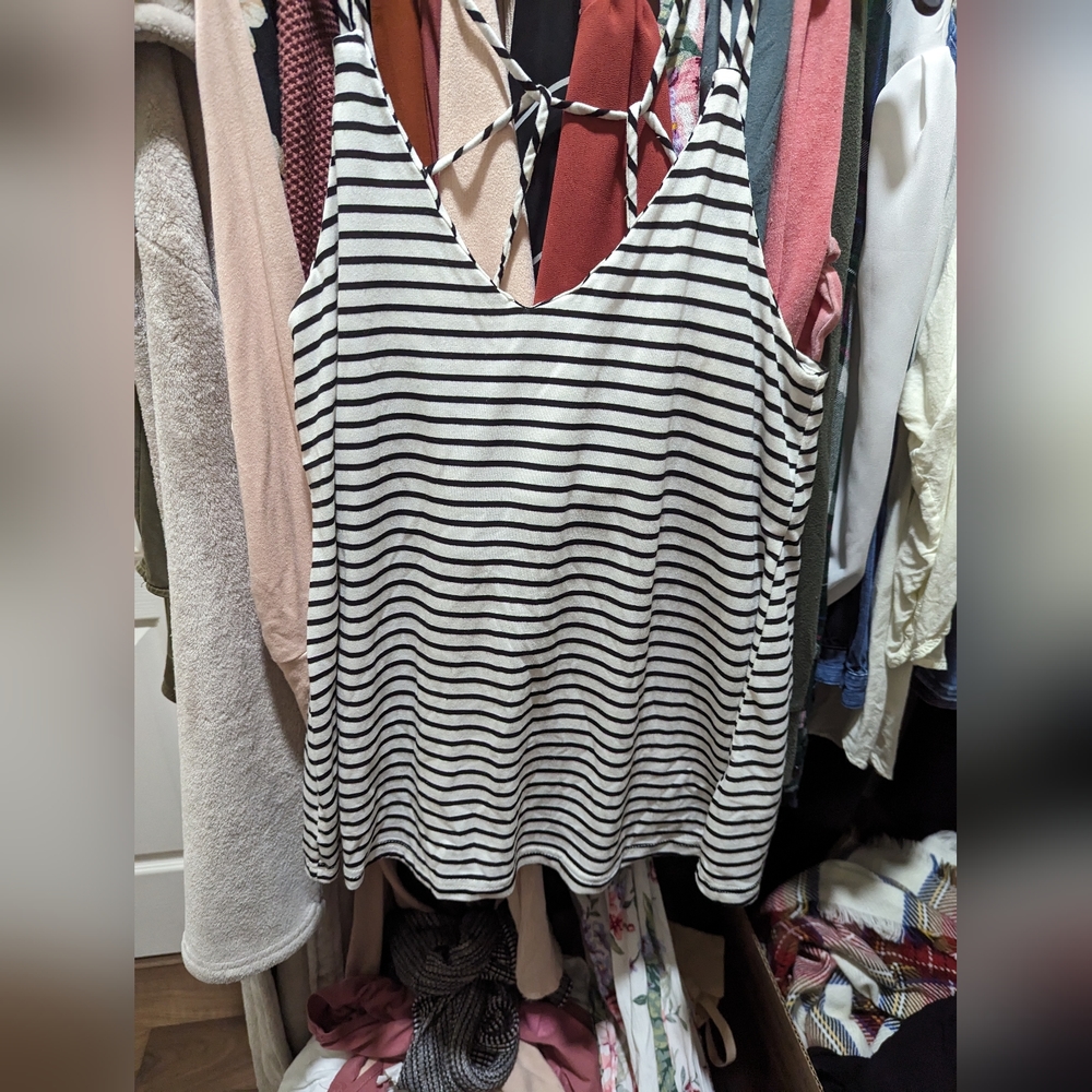 Striped maternity tank top size s